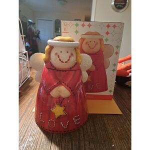 Vintage 2003 Atico Mary Bright Holiday Home Hand-Painted Angel Cookie Jar 10"